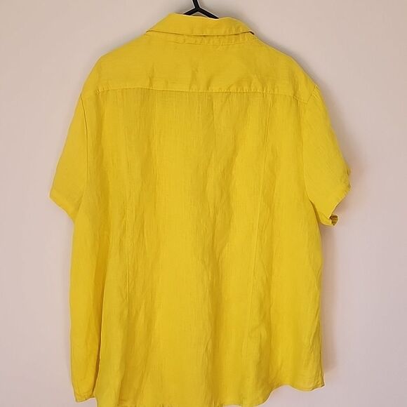 Suzannegrae Linen Button Up Shirt Women Size XL Yellow Coastal Summer Australian - Picture 3 of 7
